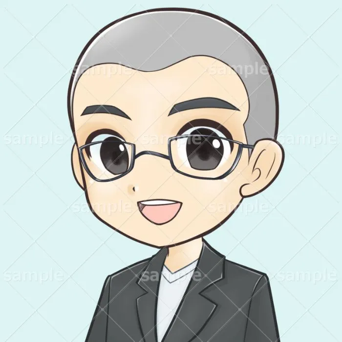 坊主頭の男性イラスト