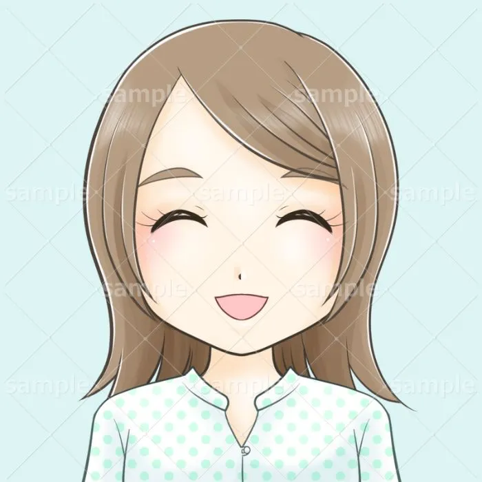 笑顔の女性　正面のイラスト