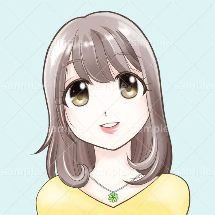 ロングヘアのかわいい女性のイラスト