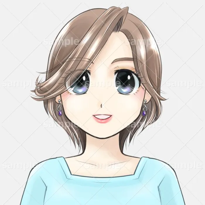 ショートカットの女性イラスト